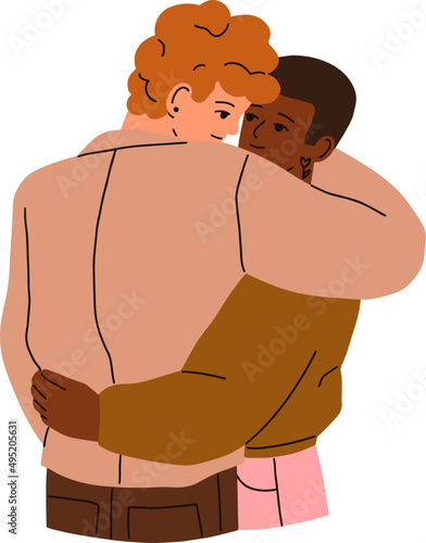 Happy Love Couple Hugging Cartoon Illustration 