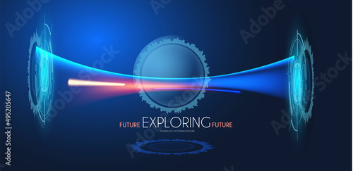 Sci fi futuristic abstract background with system techno screen elements and light effects. Exploring space.