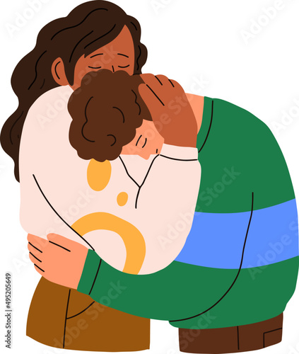 Cute Love Couple Hugging Cartoon Illustration 