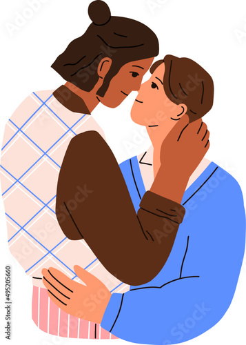 Homosexual Love Couple Cartoon Illustration 