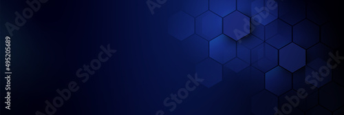 Abstract blue geometric hexagon with futuristic technology digital hi tech concept background. Vector illustration