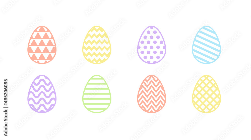 Decorative Easter eggs. Icon set. Vector