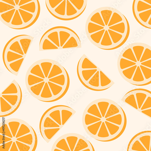 Abstract seamless pattern with orange slices. Citrus background. Vector 10 EPS.