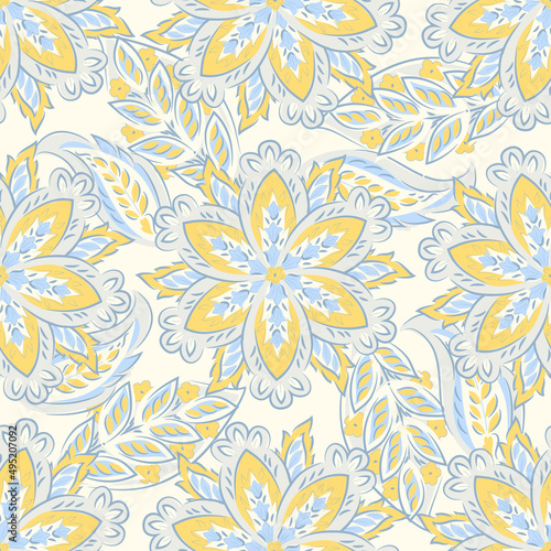 flowers seamless pattern. Ethnic floral vector background