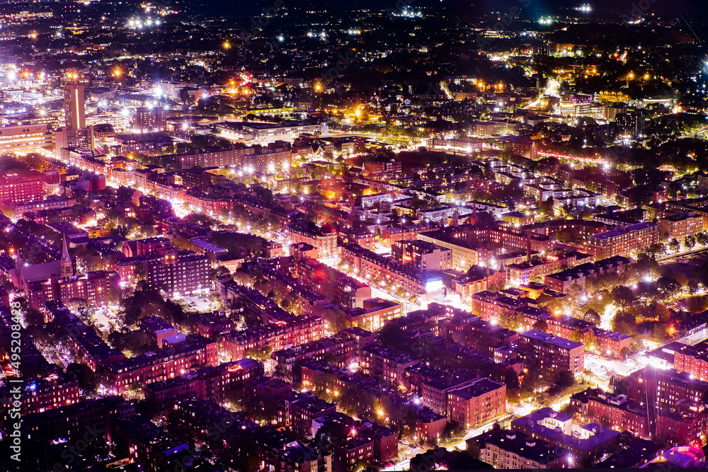 Obraz premium Boston, Massachusetts, USA cityscape night light,