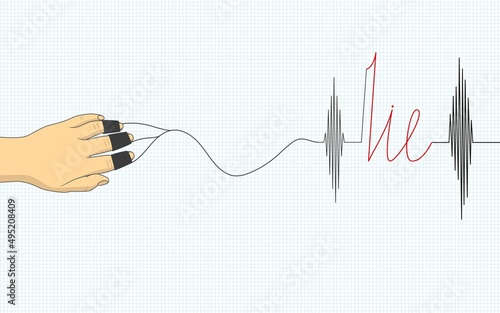 Lie detector. Polygraph test. Vector illustration