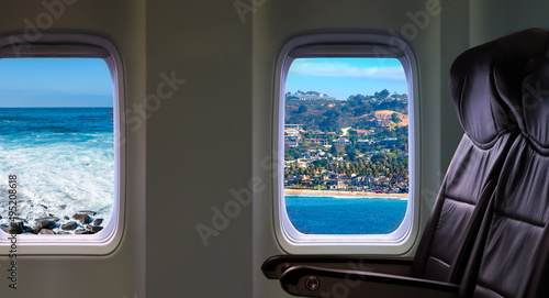  View from inside an airplane windows, concept travels and Transportation, © CK