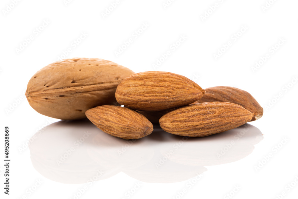 Almonds on a white background Almonds on a white background