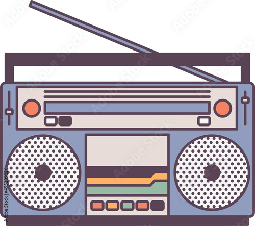 Vintage Boombox Colored Illustration