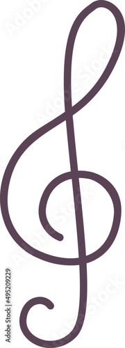 Treble Clef icon Outline Illustration