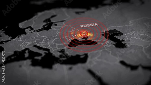3D World map focused on est europe. Ukraine and russian war concept.
