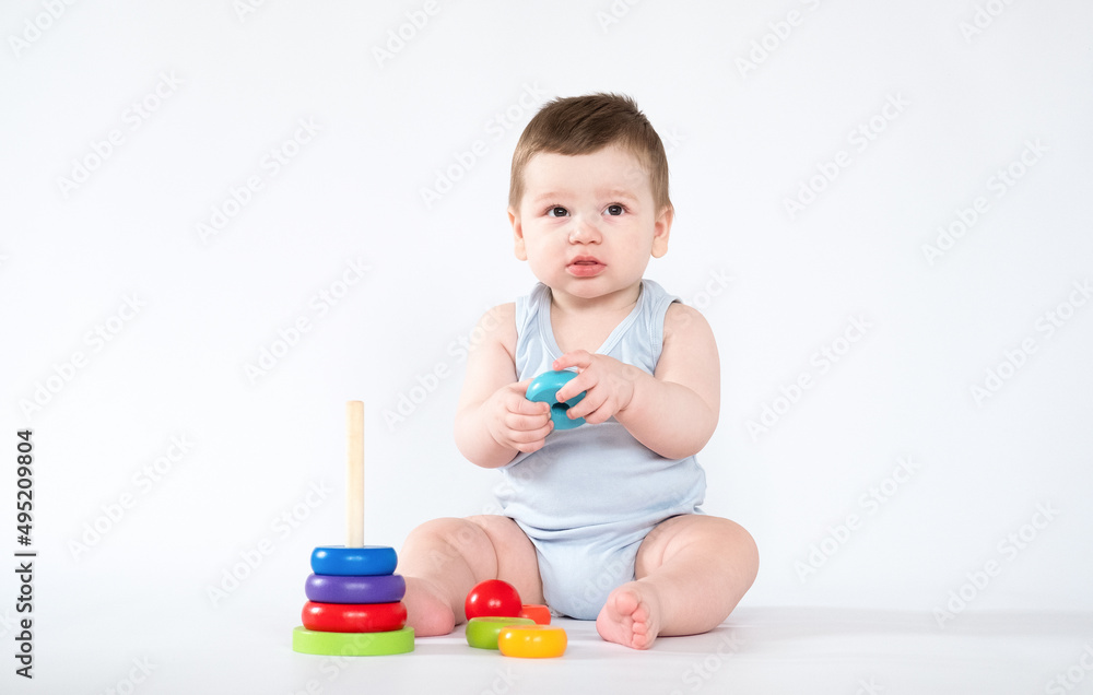 Baby Educational Toys, Kid Play Colorful wooden toys on white background Children Education Baby Educational Toys, Kid Play Colorful wooden toys on white background Children Education