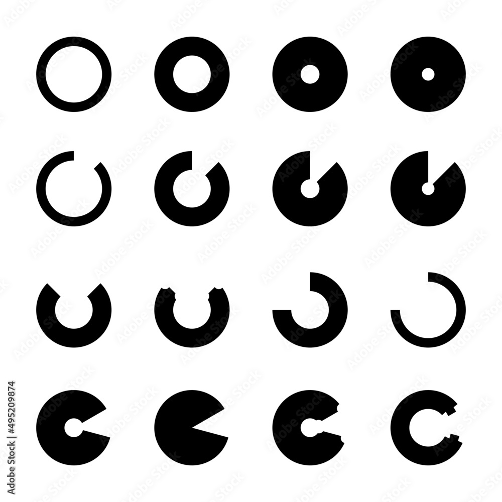 donut shape has been transformed into various shapes, vector icon donut shape has been transformed into various shapes, vector icon