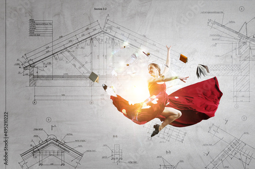 Young dancer agaisnt constr...