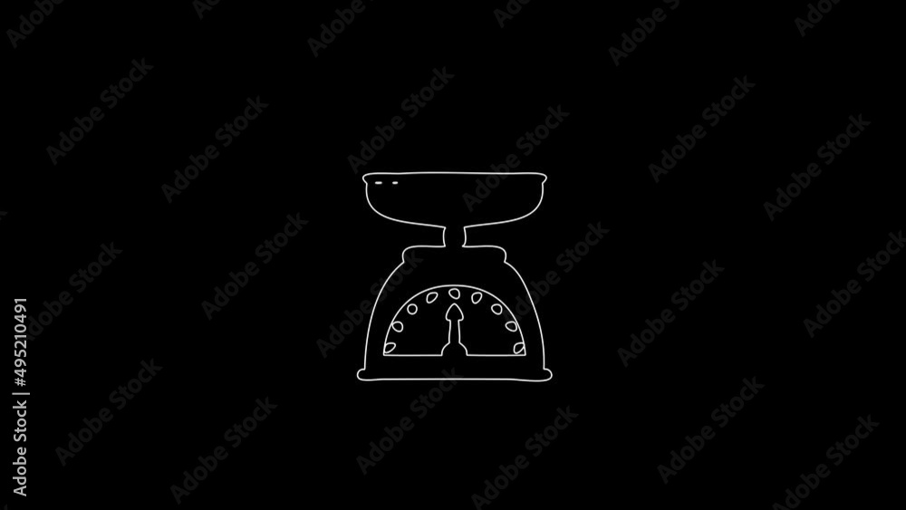 white linear balance silhouette. the picture appears and disappears on a black background.
white linear balance silhouette. the picture appears and disappears on a black background.