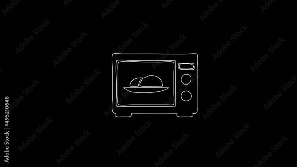 white linear oven silhouette. the picture appears and disappears on a black background.
white linear oven silhouette. the picture appears and disappears on a black background.