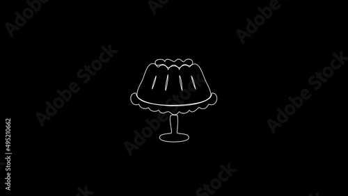 white linear jelly silhouette. the picture appears and disappears on a black background.

