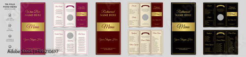 Vector Trifold Food Menu Brochure Template, Wine Menu Brochure Template simple style and modern layout
