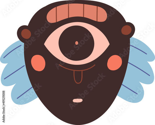 Abstract Creature or Alien Icon Cartoon Illustration