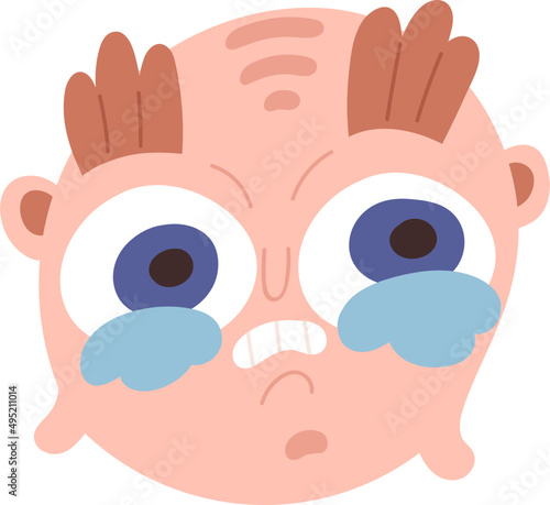 Cute Crying Character Avatar Cartoon Illustration