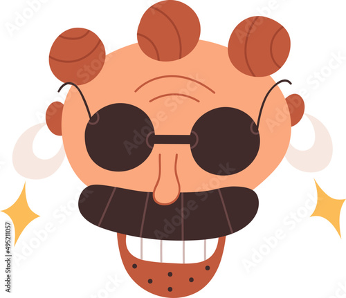 Funny Whimsical Character Face icon Cartoon Illustration
