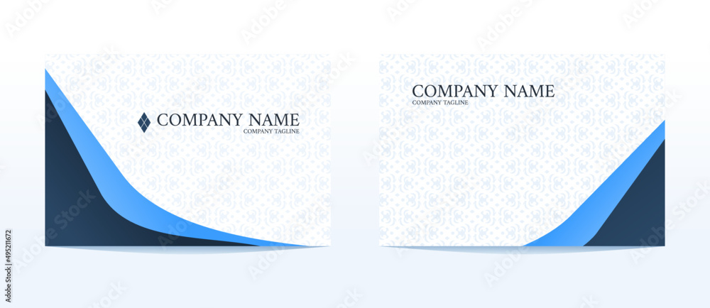 Business Card Template with Pattern Batik Floral and Blue Ocean Modern Elegant Style for Company Identity