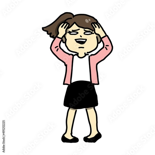 ショックを受けている女性会社員のイラスト