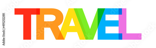 Word Travel banner multicolor, vector illustration