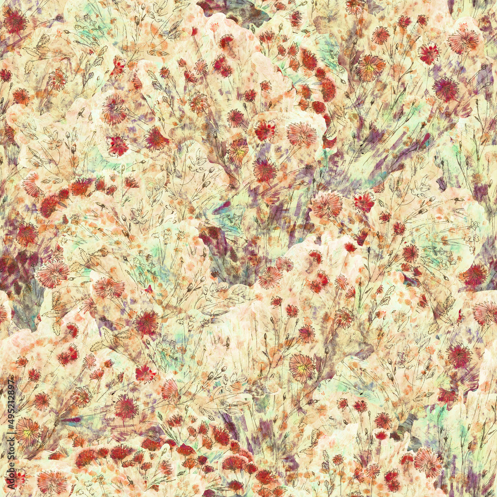 Abstract floral seamless pattern. Design for fabrics, wallpapers, wrapping paper, surfaces. Abstract floral seamless pattern. Design for fabrics, wallpapers, wrapping paper, surfaces.
