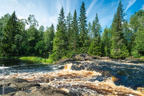 Ruskeala Falls. Wonderful natural park in northern Russia, Republic of Karelia. Not far from the town of Sortavala