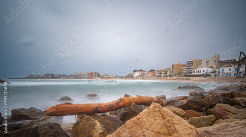 Leinwand Poster Blanes costa brava long exposure photography of the mediterranean sea in europe