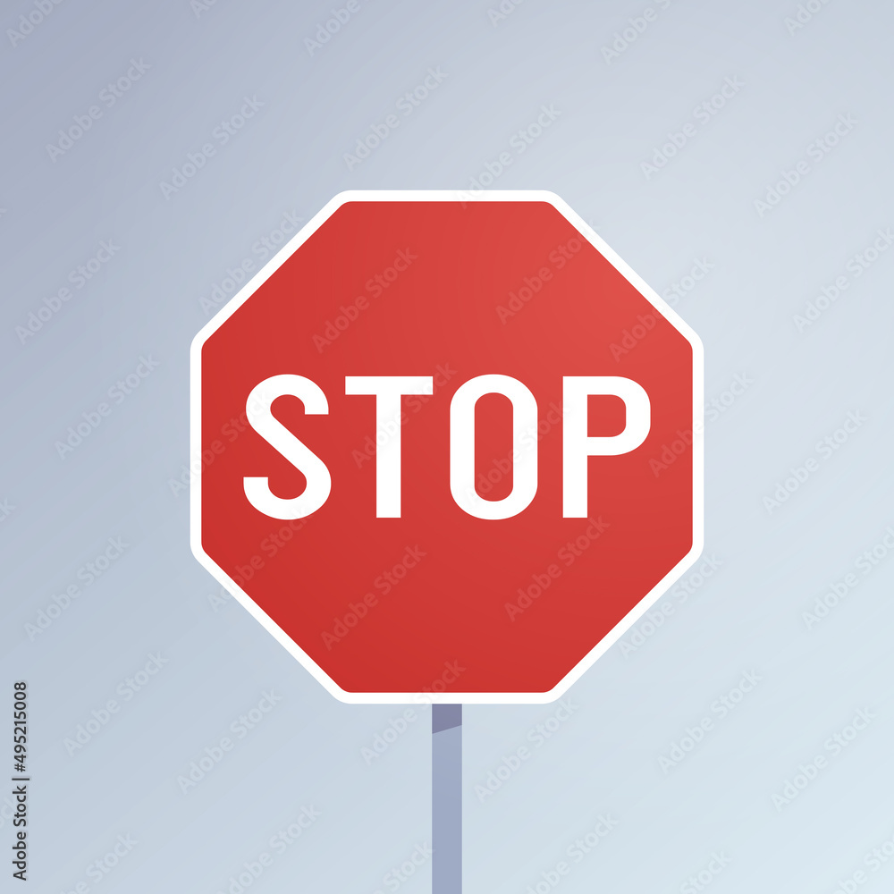 Stop sign and transportation flat illustration.
Stop sign and transportation flat illustration.