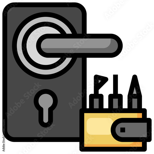 LOCKSMITH flat icon,linear,outline,graphic,illustration