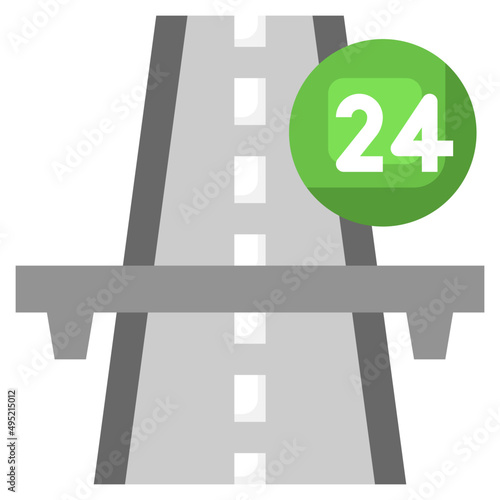 MOTORWAY flat icon,linear,outline,graphic,illustration