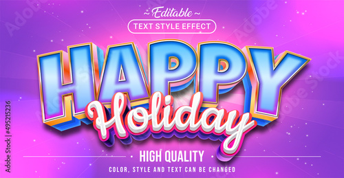 Editable text style effect - Happy Holiday text style theme.