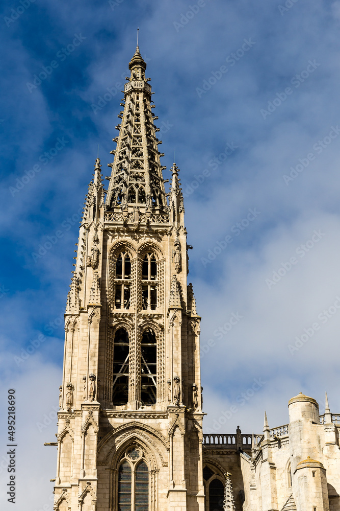 details of the exterior facade of the gothic cathedral of Burgos, Spain