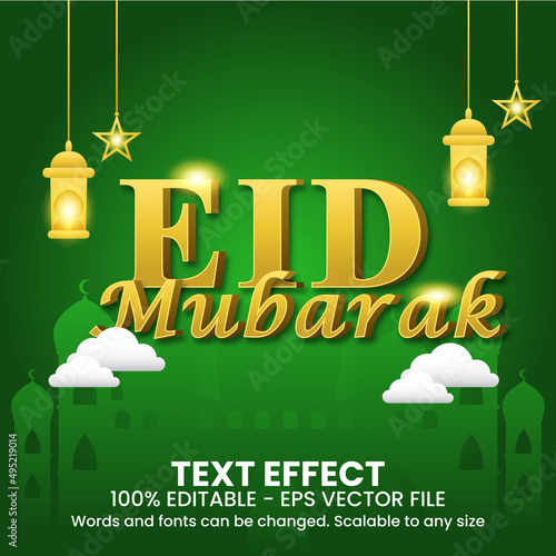 Eid Mubarak 3D Gold Text Effect
