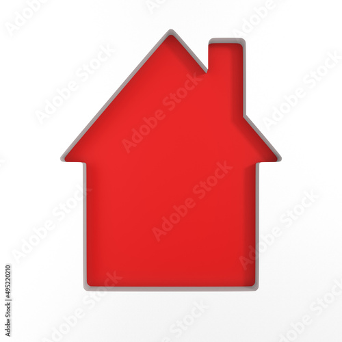 red house on white background. Isolated 3d illustration