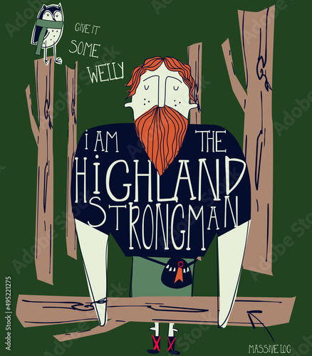 Vector Highlander drawing. Can be used for baby t-shirt print, fashion print design, kids wear, baby shower, celebration, greeting and invitation.
