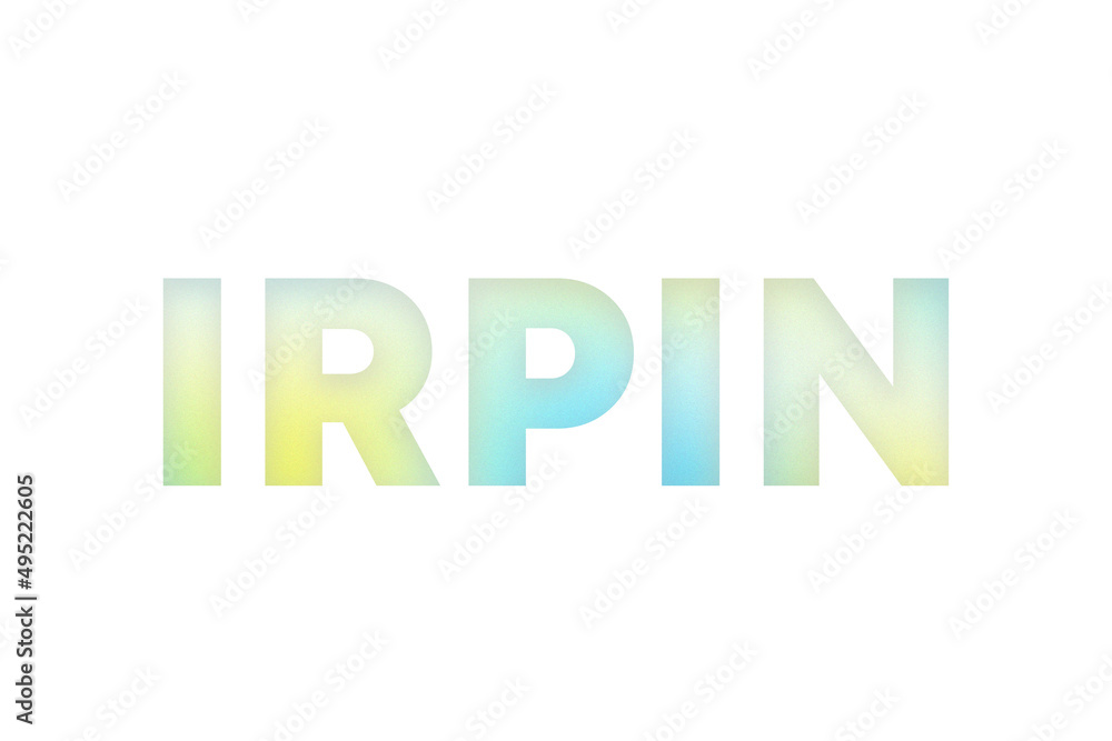 Irpin type decorated with blue and yellow blurred gradient. Illustration on white, cut out clipart elements for design decoration, sticker, t-shirt print, banner, apps, web