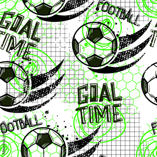 Abstract seamless fooball pattern for boys, sport textile, fashion clothes, w...