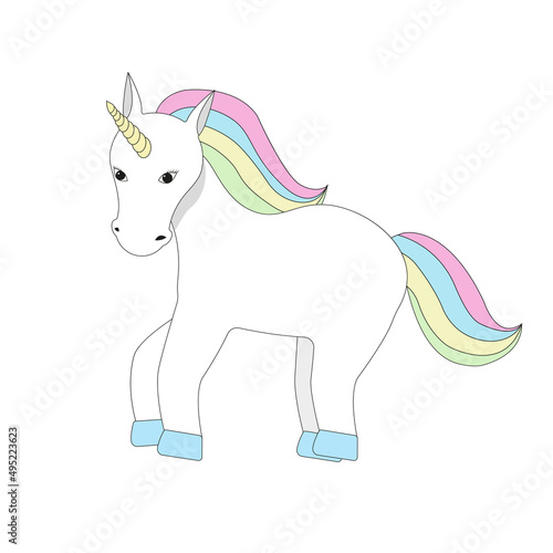 Cute unicorn on a white background for illustrating printed publications  prints  decorations