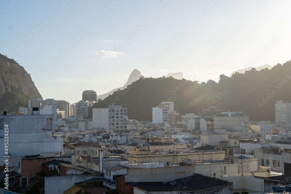 Sunset at Copacabana Beach Boardwalk, Rio de Janeiro, Brazil