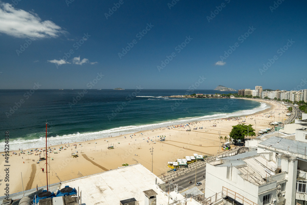 Obraz premium Sunset at Copacabana Beach Boardwalk, Rio de Janeiro, Brazil