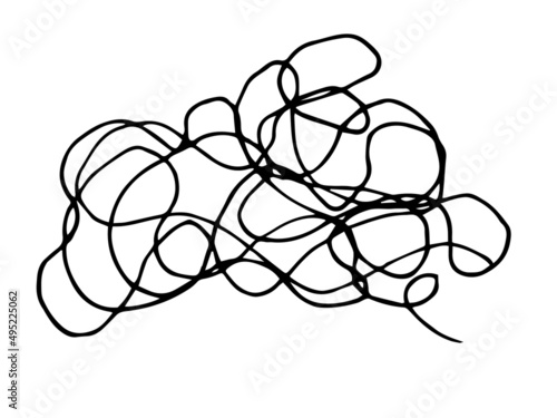Hand drawn doodle abstract tangled scribble. Vector random chaotic lines.