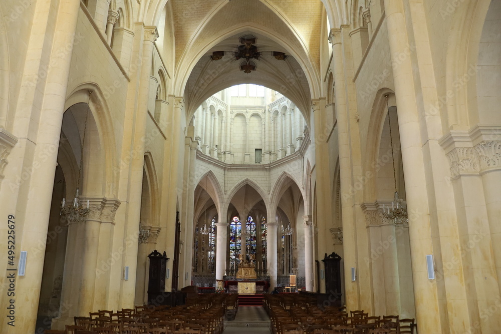 L'église Saint Eusèbe, église de style roman, ville de Auxerre, département de l'Yonne, France