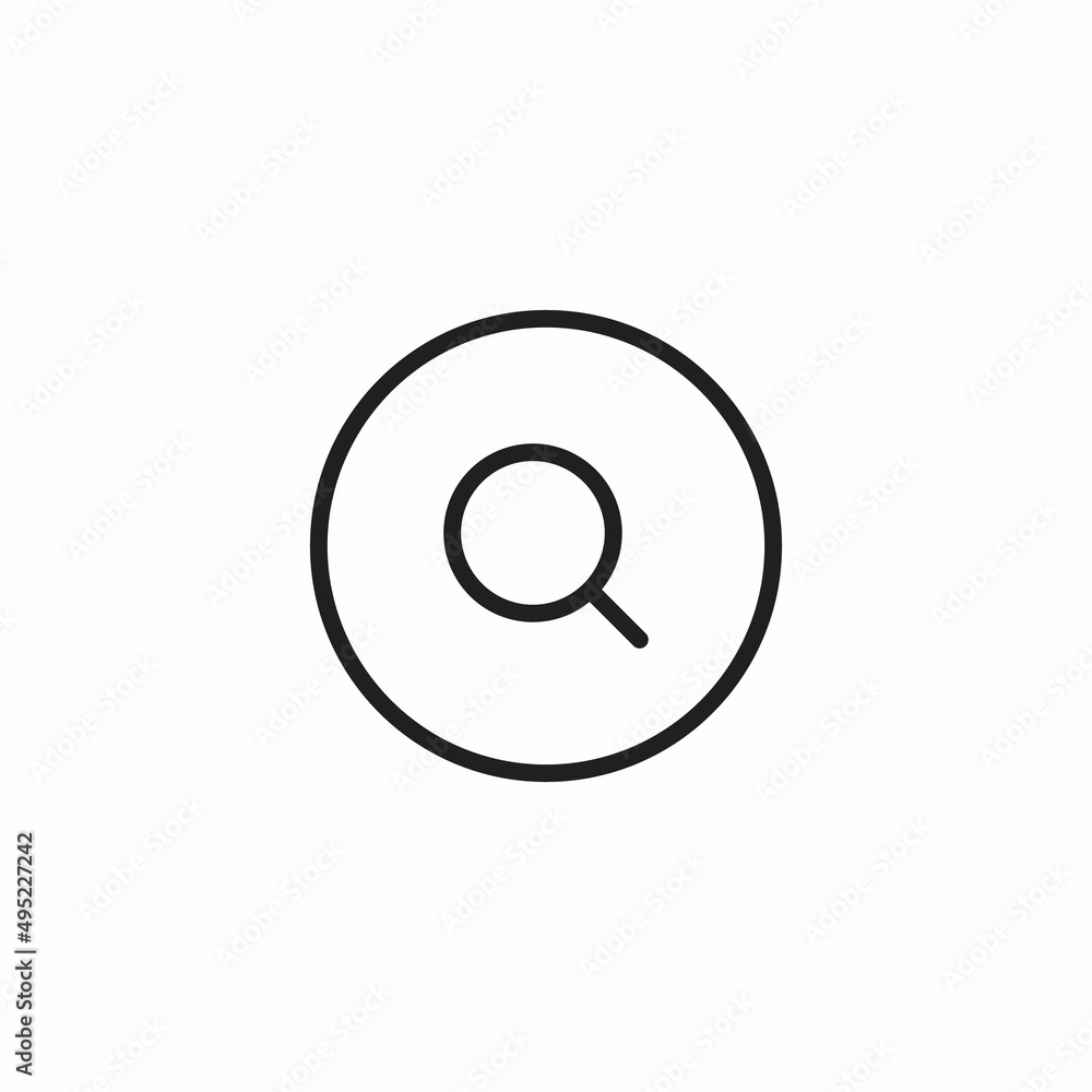 Search, Magnifying Glass Icon Vector in Circle Line Search, Magnifying Glass Icon Vector in Circle Line