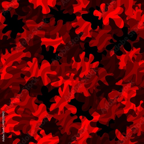 Camouflage red pattern. Decorative clothing style masking camo repeat print