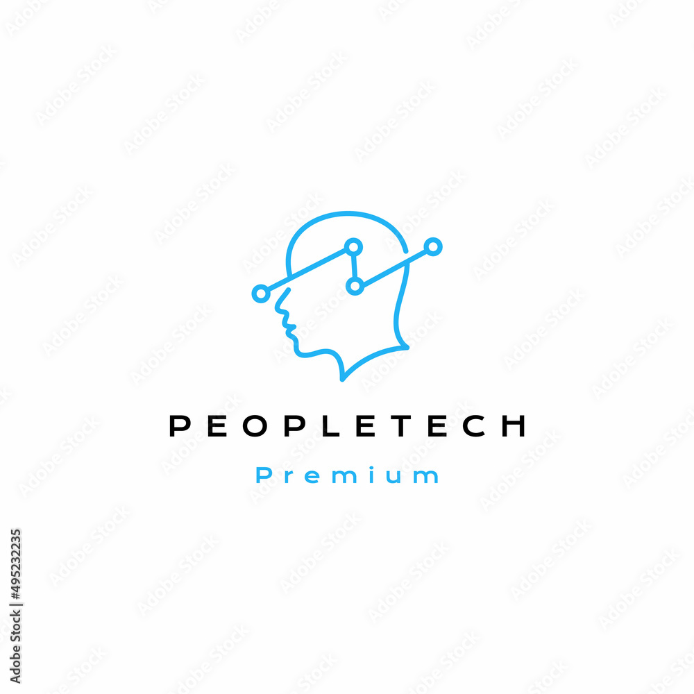 Line art Human head tech logo design vector icon illustration Line art Human head tech logo design vector icon illustration