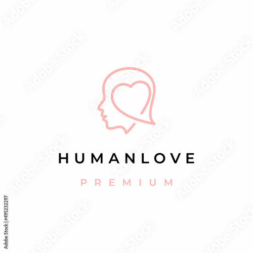 Human head with fork for food restaurant logo design